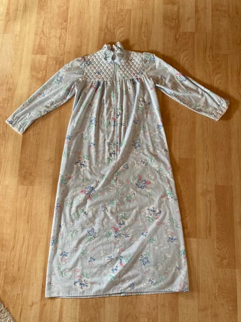 Vintage 80s Hamilton Floral Quilted Yoke Zip Nightgown | Golden Girls Chic